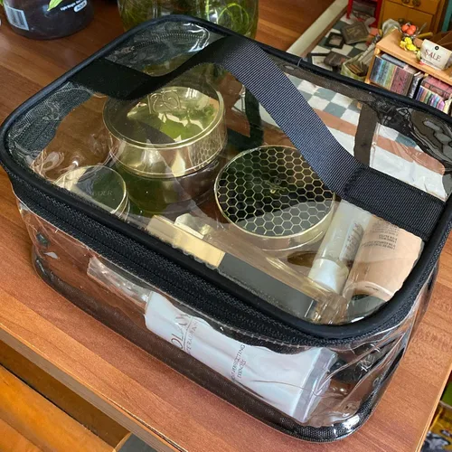 Miniatura 6 de Paquete de 2 neceseres de maquillaje, bolsa transparente para cosméticos, portátil, impermeable, transparente, para viajes, almacenamiento grande