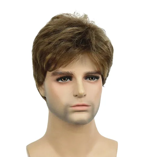 Miniatura 15 de Lydell Peluca de cabello sintético sintético corto natural para hombres (marrón ceniza medio)
