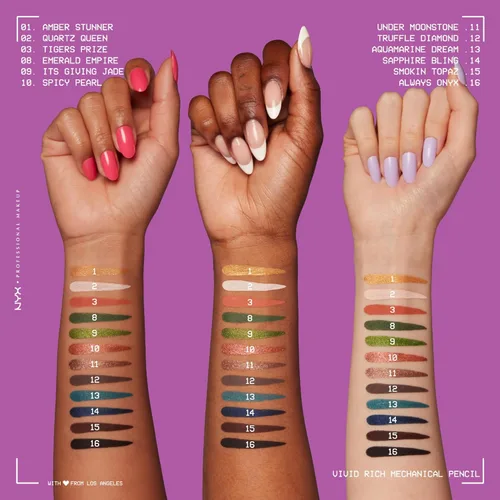 Miniatura 5 de NYX Maquillaje Profesional Lápiz de ojos mecánico, Mecánico rico vívido, Delineador retráctil cremoso - Deslumbrante ámbar, Delineador dorado