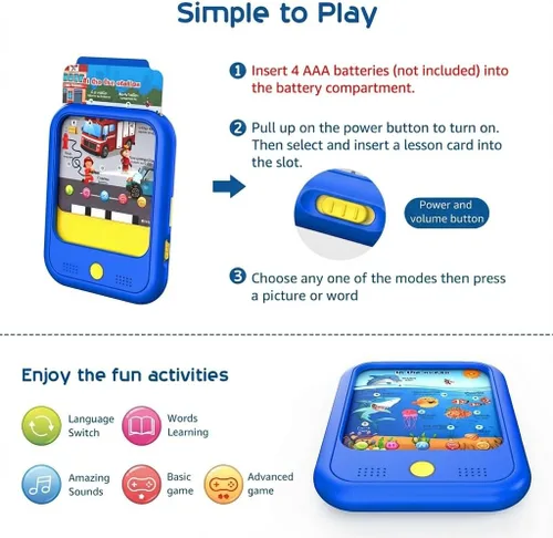 Miniatura 4 de Qiaojoy Tableta de aprendizaje para niños, almohadilla de aprendizaje educativa para niños de 2 a 5 años para aprender alfabetos, números