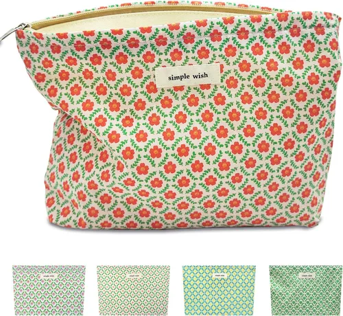 Miniatura 38 de STARDW Bolsa de maquillaje estética floral para mujeres y niñas, bolsa de aseo de viaje con cremallera de gran capacidad, bolsa organizadora