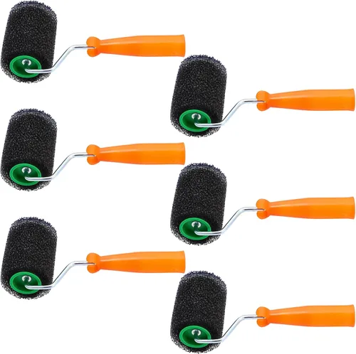 GlikCeil 6 rodillos de pintura de 4 pulgadas con cubiertas de espuma, mini rodillo de pintura texturizado para revestimiento de camas, revestimiento