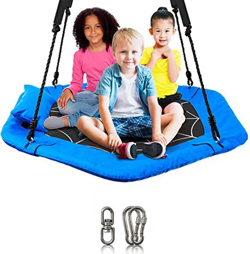 Miniatura 7 de Columpio de platillo volador de 40 pulgadas para colgar al árbol, capacidad de 700lb, marco durable, impermeable, para niños, incluye 2 correas
