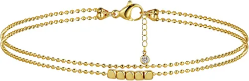 Miniatura 8 de Pancert Tobillera delicada de oro para mujer, chapada en oro de 18 quilates, con cuentas satélites, tobilleras de corazón con diamantes de imitación