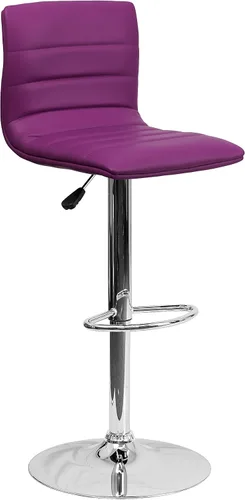 Miniatura 13 de Flash Funiture silla de bar ajustable con base cromada, Vinilo, Gris