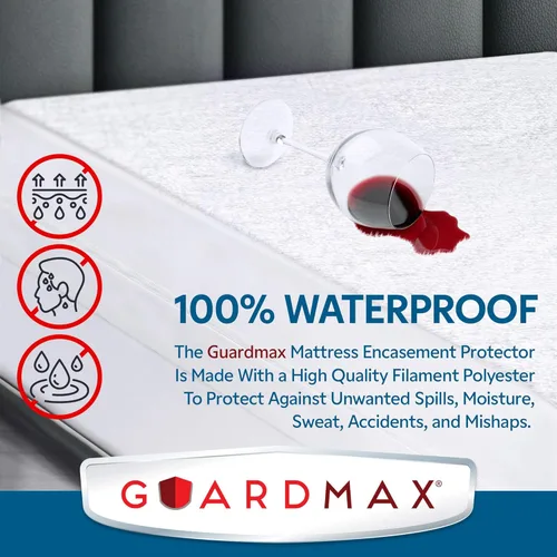 Miniatura 4 de Guardmax Funda de colchón Queen con cremallera, protector de colchón 100% impermeable, suave y absorbente de algodón de rizo superior para niños, 1