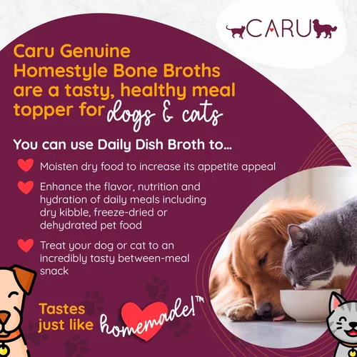 Miniatura 2 de Caru Caldo de hueso de pollo de corral libre para perros y gatos, humedece los alimentos secos o vierte sobre alimentos crudos liofilizados, sin