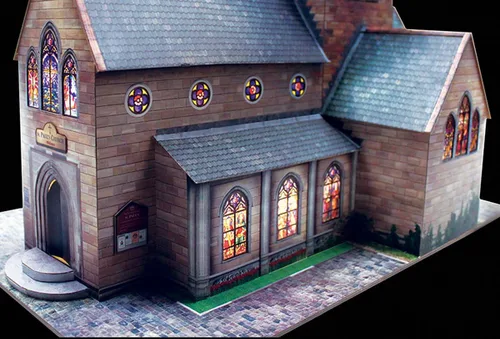 Miniatura 5 de The CityBuilder Kit de fabricación de modelos de cartón para iglesia - Edificio de ferrocarril modelo a escala O