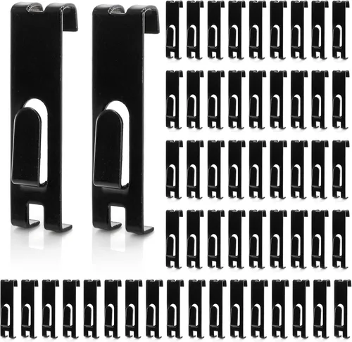 Paquete de 50 ganchos de rejilla para pared, gancho de exhibición de muesca de utilidad, colgador de fotos de metal negro, accesorio de pared de