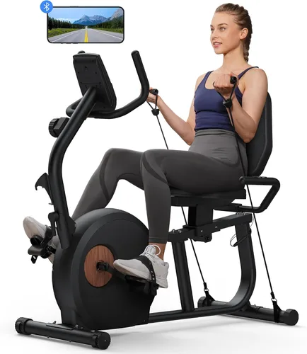 Miniatura 10 de MERACH Bicicleta Reclinable Estática para el Hogar con Bluetooth Inteligente y Aplicación Exclusiva para Bicicletas de Ejercicio, LCD, Manillar