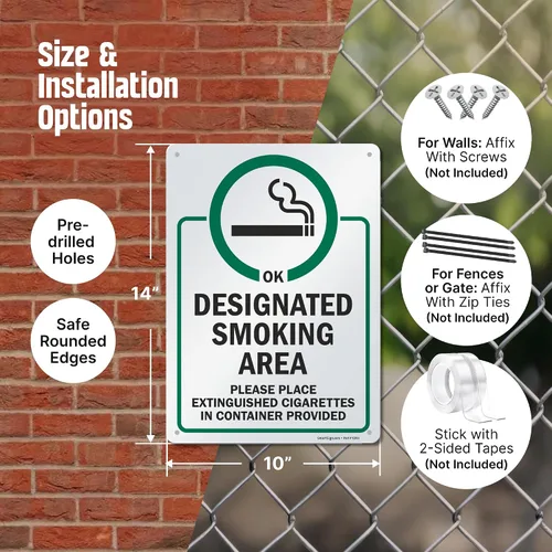Miniatura 4 de SmartSign 10 x 14 pulgadas "Zona de Fumar Designada - Coloque los Cigarrillos Apagados en el Contenedor Proporcionado" Cartel de Metal, Aluminio