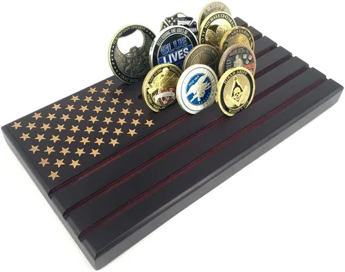 Miniatura 7 de Soporte de exhibición militar de 6 filas con bandera americana