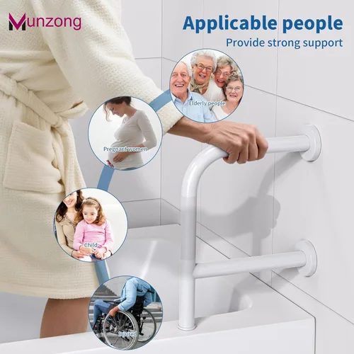 Miniatura 5 de Munzong - Barra de seguridad para bañera con doble agarre, barra de agarre antideslizante en forma de F de 16 pulgadas para personas mayores