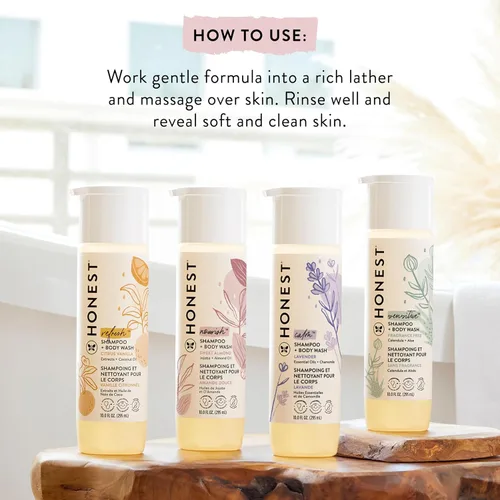 Miniatura 9 de The Honest Company Citrus Vanilla - Champú limpiador 2 en 1 + gel de baño + desenredante acondicionador Derivado de forma natural, sin desgarros