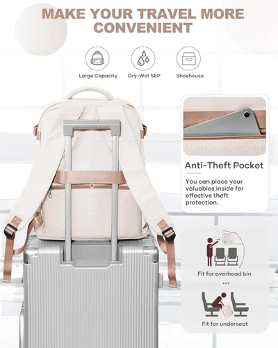 Miniatura 4 de coowoz Mochila grande de viaje para mujeres y hombres, mochila de transporte, mochila para senderismo impermeable para deportes al aire libre