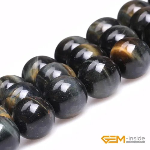 Miniatura 3 de GEM-Inside Cuentas sueltas de gema de Ojo de Tigre Azul Natural de 16mm, Piedra de Energía de Cristal Redonda para Hacer Joyas 15