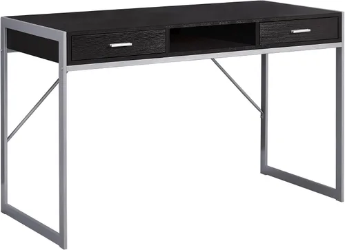 Monarch Specialties Mesa contemporánea para laptop con cajones y estante para el hogar y la oficina, patas de metal, 48 pulgadas de largo, capuchino