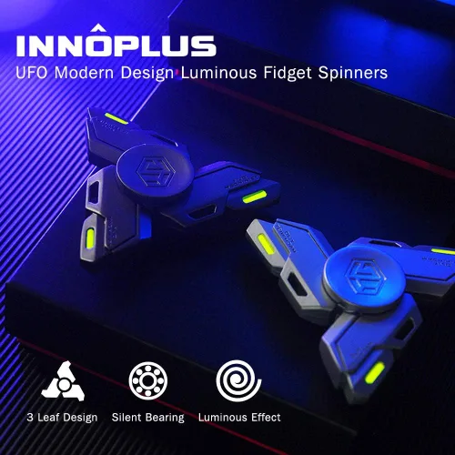 Miniatura 6 de Fidget Spinners, Regalos de Fidget Spinner para Adultos, Juguete para Aliviar el Estrés, Ansiedad y TDAH, Juguete Giratorio de Dedo de Metal con Luz