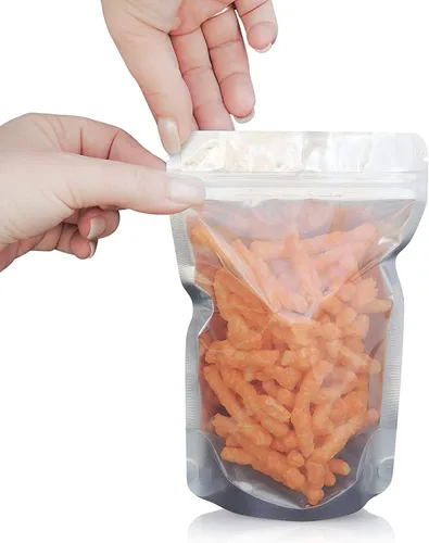 Miniatura 4 de Bolsas de pie de 5 x 8 pulgadas, paquete de 100 – Parte delantera transparente y parte trasera de papel de aluminio, bolsas de almacenamiento