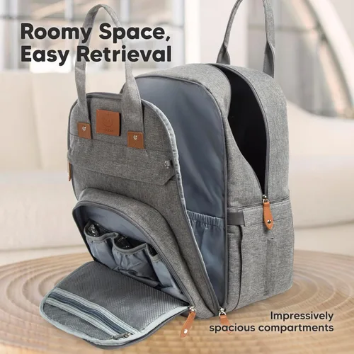 Miniatura 2 de KeaBabies Mochila para pañales - Gran mochila para pañales con cambiador, para bebé niño, niña, mochila de viaje para mamá y papá, impermeable, Gris
