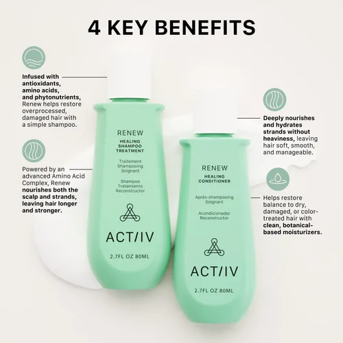 Miniatura 3 de ACTIIV Renew Travel Duo (unisex) Apoya la salud del cuero cabelludo y la apariencia de un cabello más completo, de aspecto más saludable, hidrata