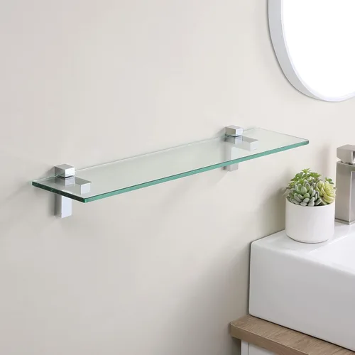 Miniatura 2 de KES BGS3201S60 - Estante de cristal de 24 pulgadas, estantes de vidrio templado montados en la pared, acabado cromado pulido, BGS3201S60 Acabado