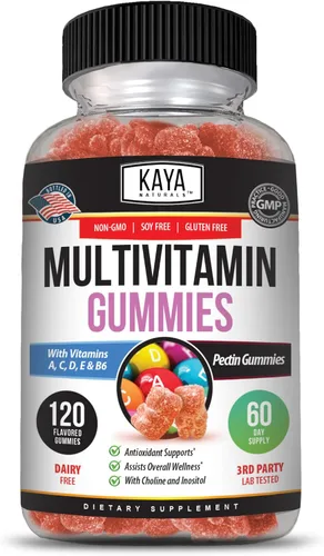 Miniatura 11 de Kaya Naturals Gomitas multivitamínicas para adultos, biotina, vitamina A, C y E, incluyendo zinc y vitamina B-12, ácido fólico, sabor a fresa