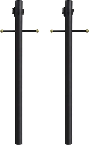 Miniatura 11 de Solus Poste de lámpara de entierro directo de 7 pies, poste de luz de aluminio para exteriores con brazo cruzado decorativo, sensor de atardecer a