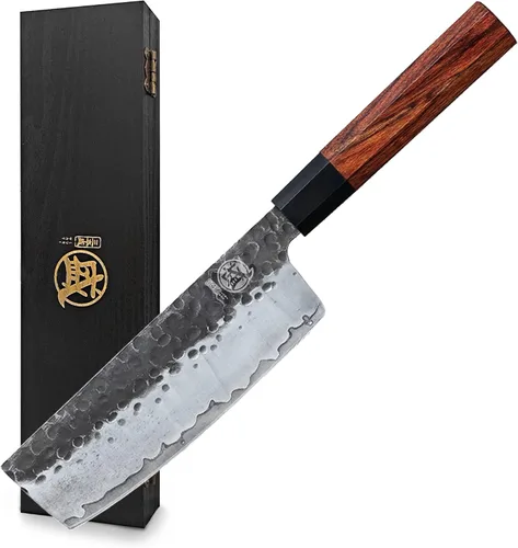 Miniatura 8 de MITSUMOTO SAKARI Cuchillo de chef Gyuto de 8 pulgadas, cuchillos de chef de cocina forjados a mano japoneses, acero de alto carbono 9CR18MOV de 3