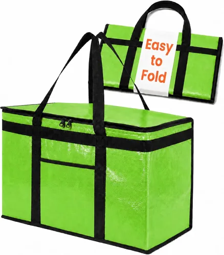 Miniatura 43 de NZ home Durable 3XL PRO Bolsa Térmica Aislada y Calentador de Alimentos para Entrega y Compras de Comestibles con Cremallera Superior, Azul Grado