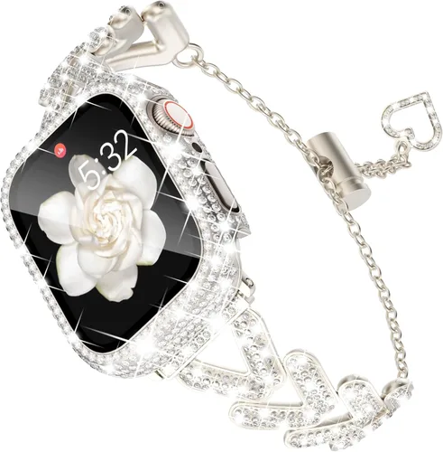 Miniatura 12 de Correa y Funda Diseñadas por KADES para Apple Watch Series de 46 mm, 45 mm, 44 mm, 42 mm, 41 mm, 40 mm, 38 mm para Mujer, Correa de Metal