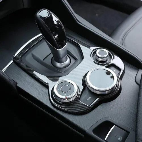 Miniatura 2 de Pegatina de fibra de carbono ABS cromada para el interior del coche, para Alfa Romeo Giulia Stelvio 2017 2018 2019 (fibra de carbono, artículo 1)