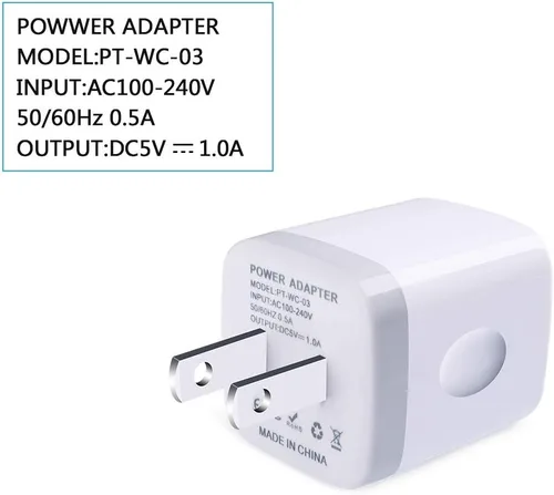 Miniatura 5 de Bloque de carga para iPhone, caja de carga, cubo USB, paquete de 10 cargadores de pared de un solo puerto de 1A/5V, adaptador de enchufe USB, Blanco