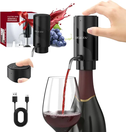 Miniatura 14 de Juego de abridor eléctrico de botellas de vino CIRCLE JOY - Sacacorchos recargable inalámbrico, juego de regalo con base de carga, cortador de papel