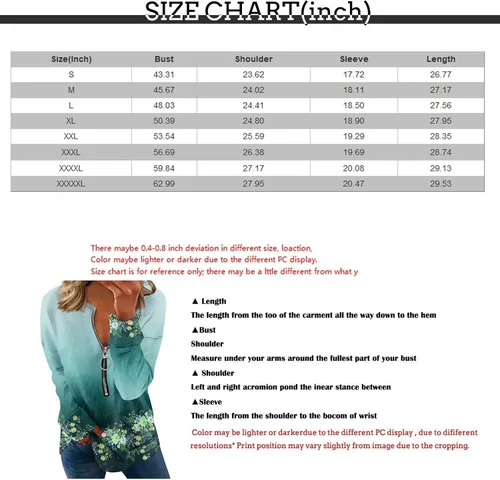 Miniatura 6 de FlekmanArt Womens Long Sleeve Tops Quarter Zipper Long Sleeve Outfit V Neck Printing Sweatshirts Comfy Dressy T Shirts