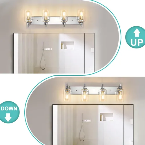 Miniatura 5 de Lámparas de baño de 3 luces, modernas luces de tocador negras para accesorios de iluminación de baño, accesorios de iluminación sobre espejo