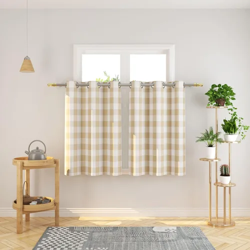 Miniatura 50 de Cortinas de 24 pulgadas de largo con diseño Buffalo Check Gingham Plaid para ventanas de cocina y baño, tratamiento para ventanas con 2 paneles