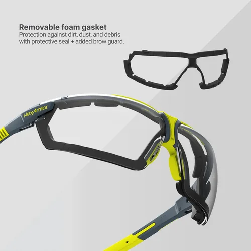 Miniatura 5 de HexArmor VS300 Gafas de seguridad con brazos laterales ajustables Z87+ para hombres y mujeres Gris 23% con junta/antiniebla anti arañazos