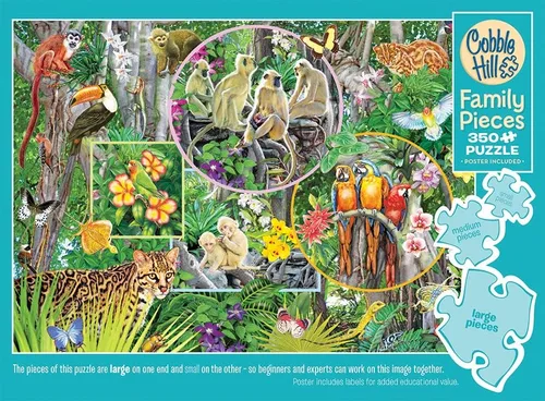 Miniatura 5 de Cobble Hill Family Piece's 350 Puzzle – Rainforest Magic – Póster de muestra incluido