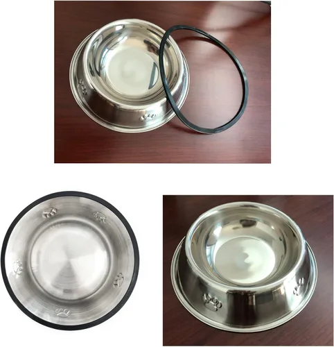 Miniatura 5 de YUDANSI 2 cuencos de acero inoxidable para perros, platos de alimentación para perros, cuencos de comida con base de goma, comedero para mascotas