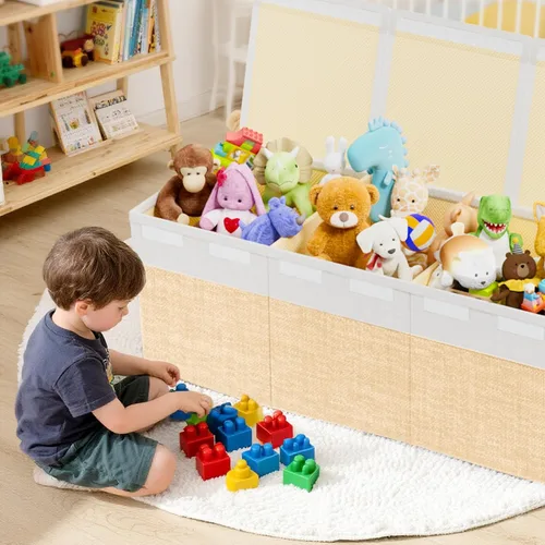 Miniatura 6 de Dayacoco Caja de juguetes extra grande con tapas, plegable, resistente, cajas organizadoras de almacenamiento de juguetes para niños y niñas, cesta
