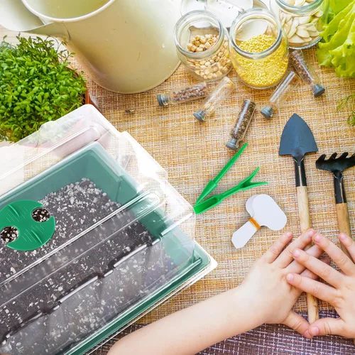 Miniatura 7 de Hahood Paquete de 6 bandejas de inicio de semillas con cúpula de humedad, bandejas de cultivo de germinación de plástico con etiquetas de plantas