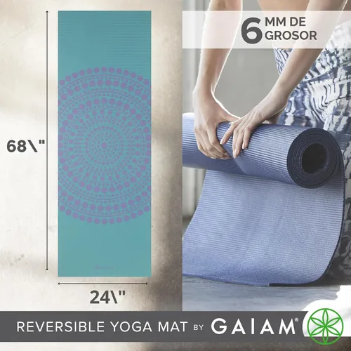Miniatura 5 de Gaiam tapete de yoga prémium, estampado, extra grueso y antideslizante, de 15/64 pulgadas, para todo tipo de yoga, de pilates y de ejercicios