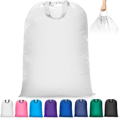 Miniatura 7 de Isink Bolsa de lavandería extra grande con asas, resistente, bolsa de lavandería de viaje para ropa sucia, 28 x 40 pulgadas (negro)