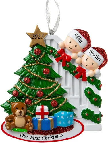 Adorno de Navidad Familiar 2025 – Adorno Personalizado para Familias – Adorno Familiar Personalizado que Se Asoma – Decoración de Árbol Navideño