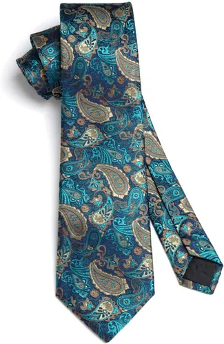 Miniatura 187 de HISDERN Corbatas para hombre, corbata de cachemira y bolsillo cuadrado tejido clásico floral para hombre, corbata de fiesta de boda