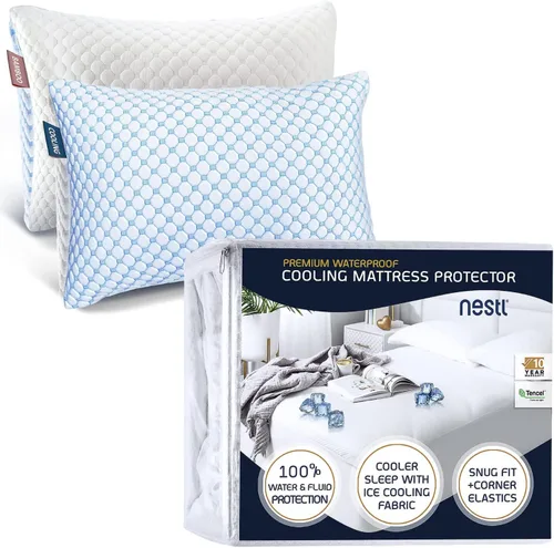Miniatura 10 de Nestl Protector de colchón de tamaño matrimonial – Protector de colchón de enfriamiento de alta calidad, protector de colchón impermeable