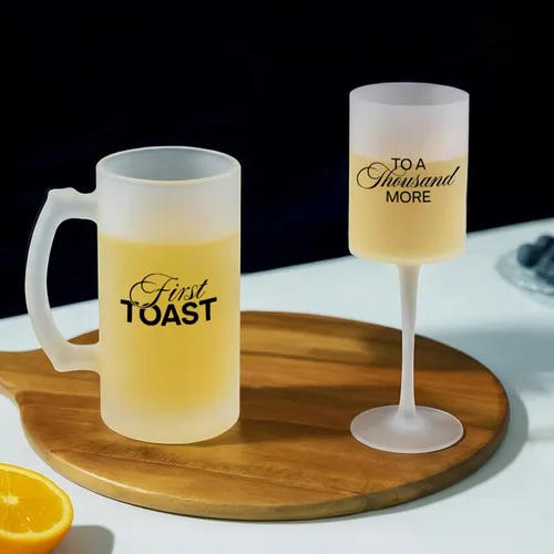 Miniatura 8 de AW BRIDAL Regalos de boda para parejas 2026, regalo de compromiso para él y ella, juego de copas de champán y tazas de cerveza de vidrio esmerilado