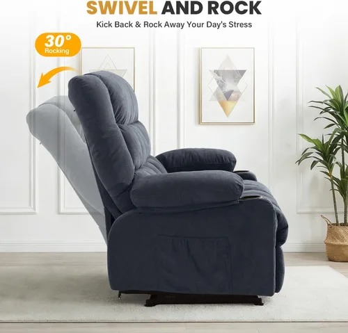 Miniatura 5 de BOSMILLER Sofá reclinable con portavasos para sala de estar, sofá manual de 3 asientos, reclinable con bolsillo lateral