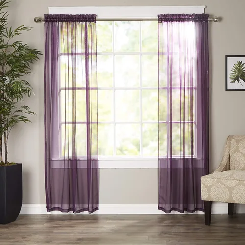 Miniatura 40 de Elegant Comfort - Cortinas transparentes de lujo con bolsillo para barra para cocina, dormitorio y sala de estar, Microfibra, Beige